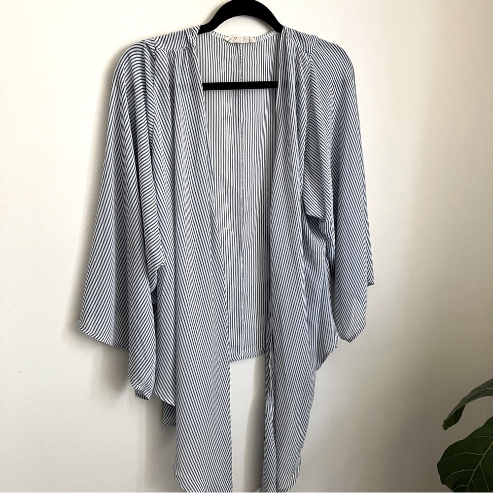 Striped Open Front Kimono/ Waterfall Shawl